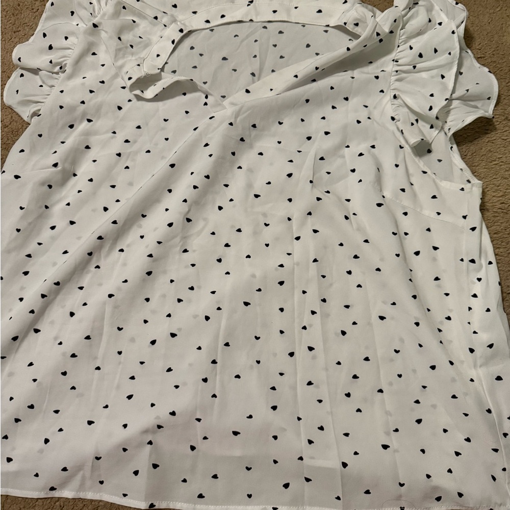 SHEIN White Ruffled Blouse with Peter Pan Collar